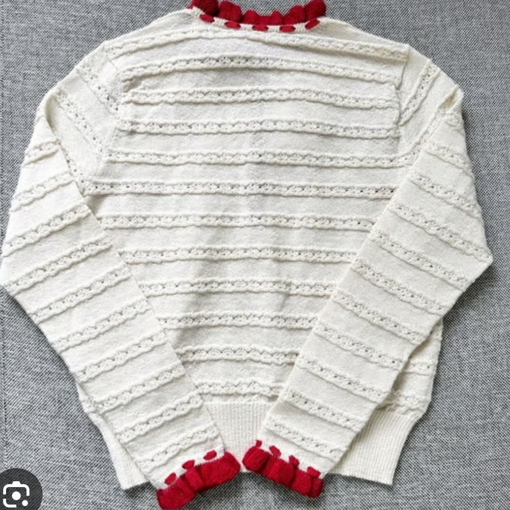 DÔEN Cordelie Top Women's Sweater cream with red trim - Picture 8 of 8
